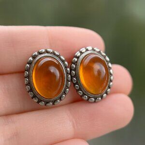 Amber Oval Stud Earrings